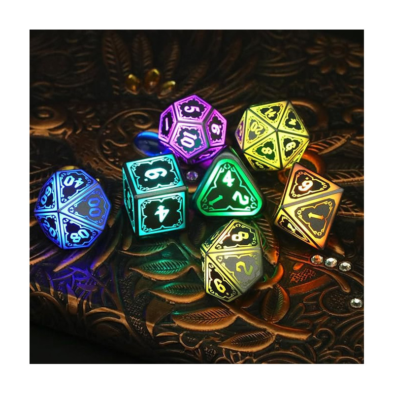 Critical and Fumbles LED 7 pc Dice Set